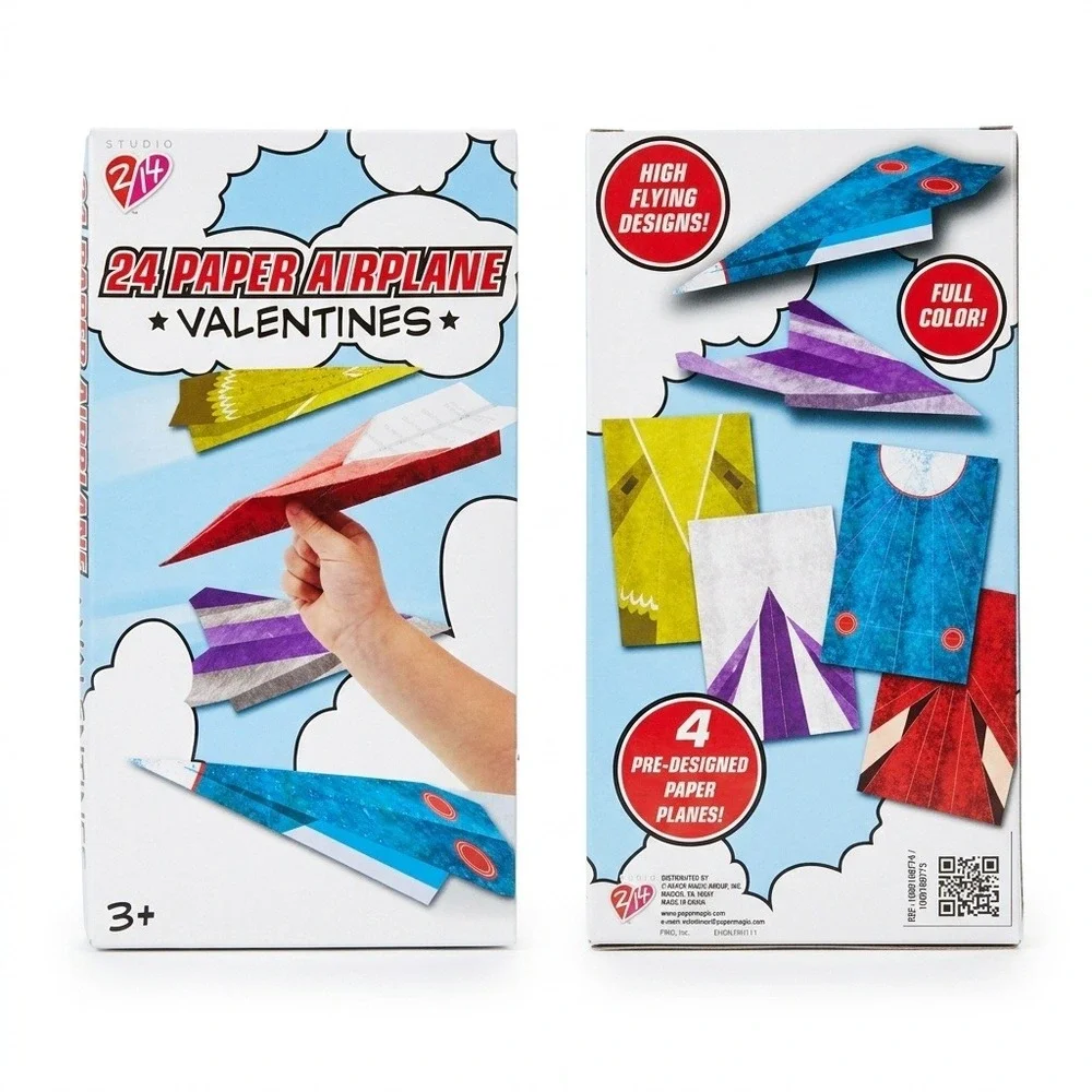 Studio 2/14 24 Paper Airplane Valentines Kit Kids Classroom‎ Exchange New Sealed